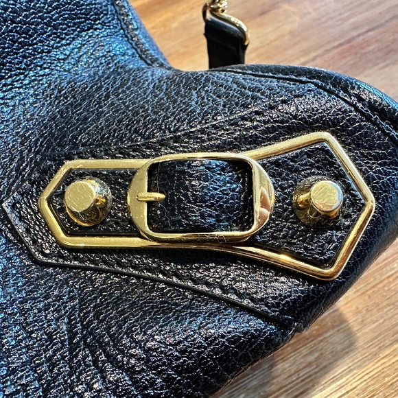 Balenciaga City Classic Metallic Edge Bag Medium Leather Black Gold Hardware - Picture 6 of 12